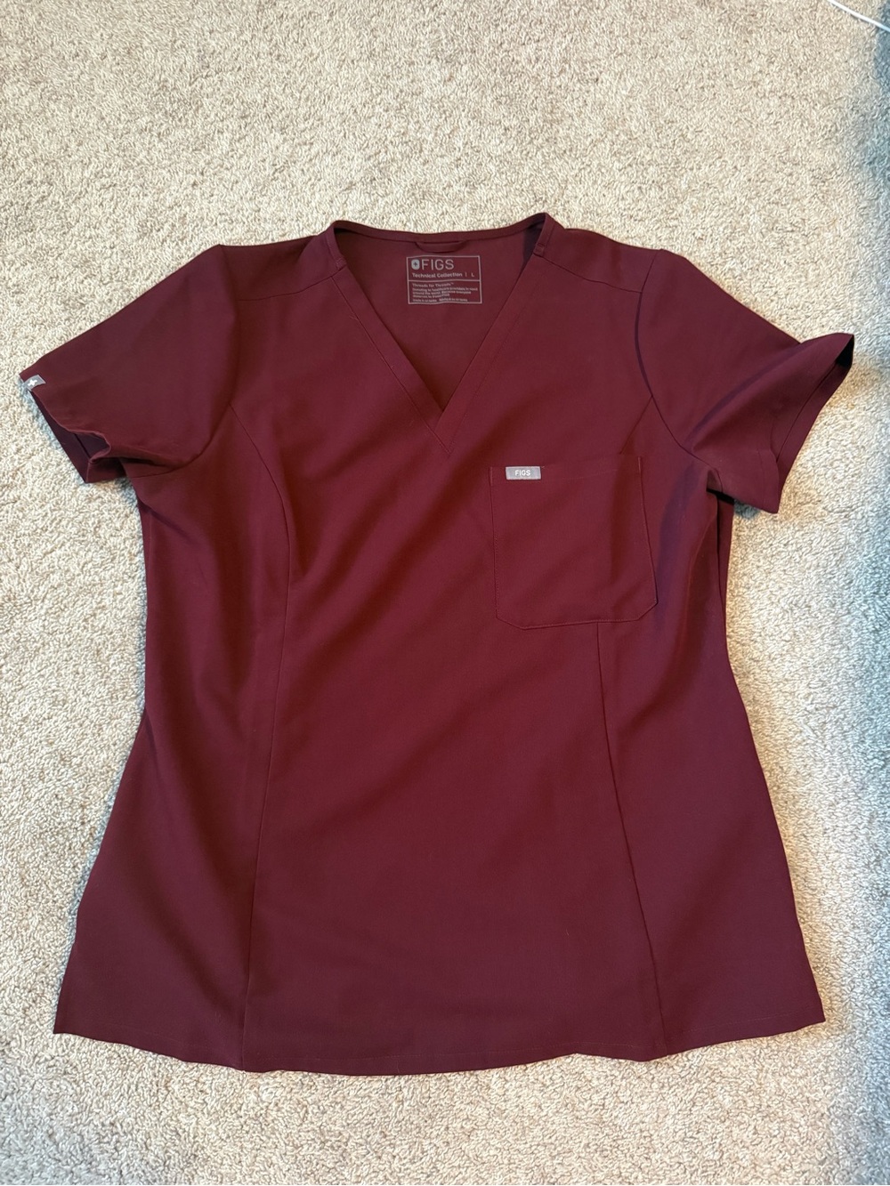 Figs Women's V-Neck Scrub Top in Maroon